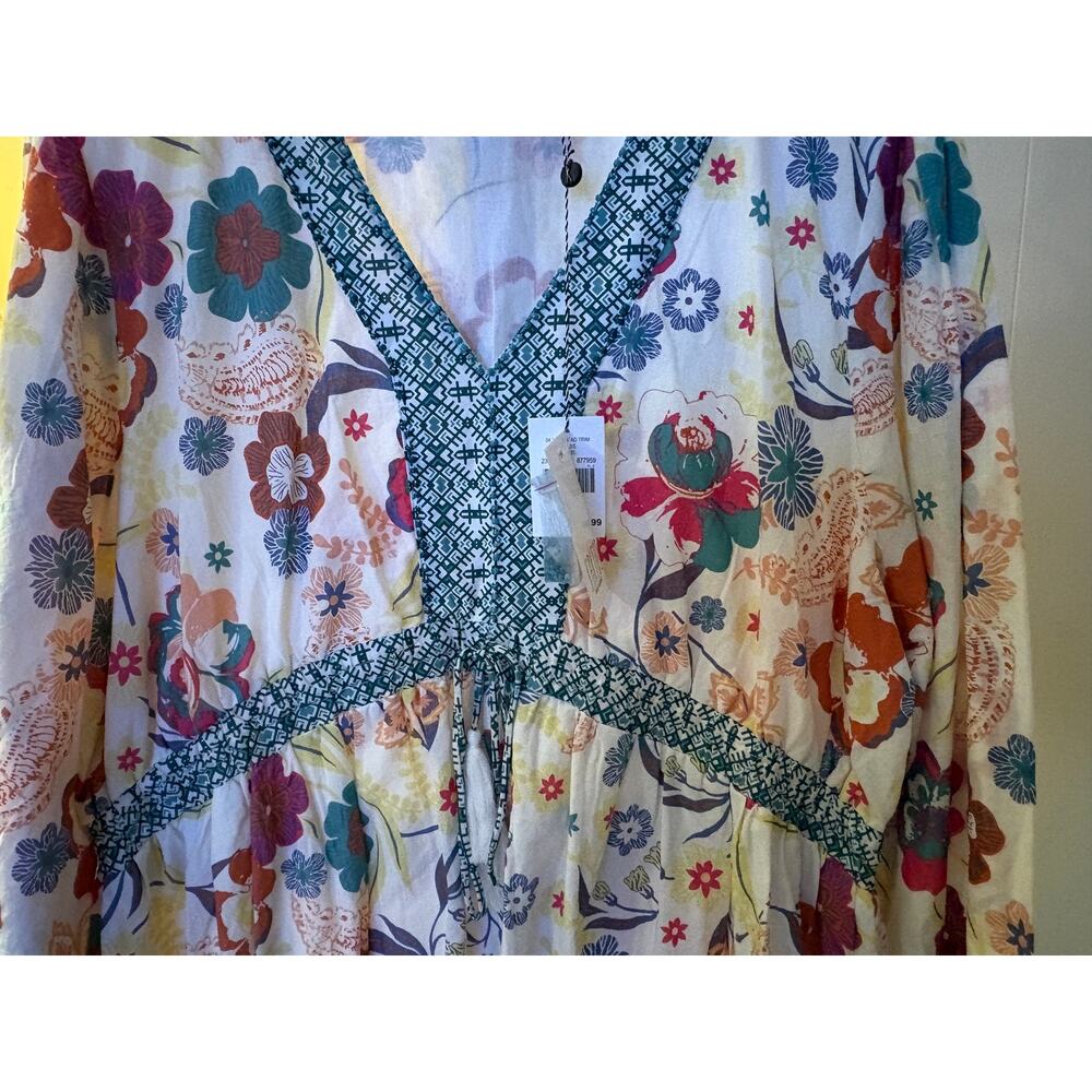 Floral Beaded Peasant Dress by Kaktus XXL NWT - Picture 2 of 8